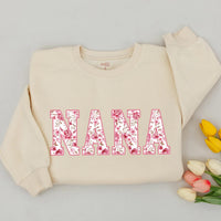 Floral Nana Sweatshirt and Nana’s Bestie Baby Romper Matching Outfit for Grandma and Baby Gift Soft Cotton Vintage Rose Design