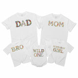 Floral Wild One Birthday Shirt for Girls, Toddler or Baby Party Outfit, Colorful Wildflower Design, Soft Cotton Custom Family Matching