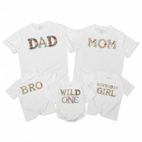 Floral Wild One Birthday Shirt for Girls, Toddler or Baby Party Outfit, Colorful Wildflower Design, Soft Cotton Custom Family Matching
