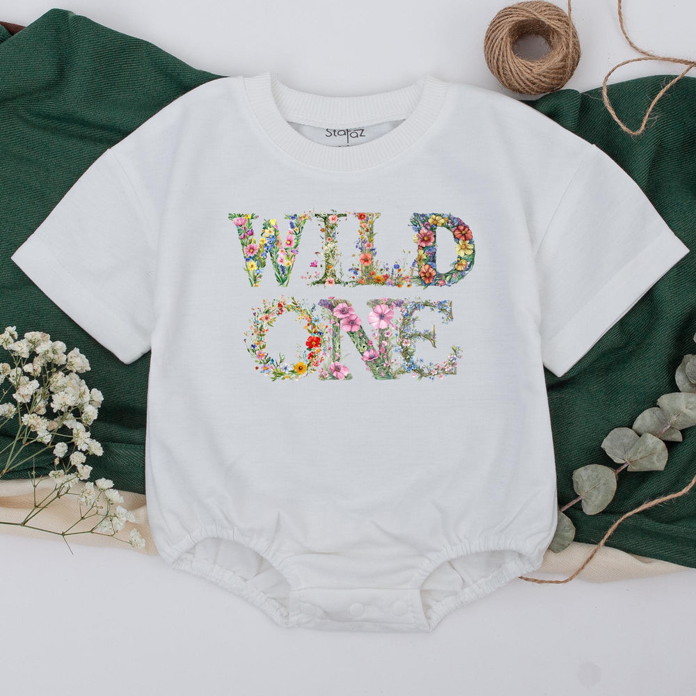 Floral Wild One Birthday Shirt for Girls, Toddler or Baby Party Outfit, Colorful Wildflower Design, Soft Cotton Custom Family Matching