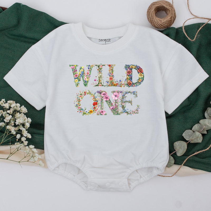 Floral Wild One Birthday Shirt for Girls, Toddler or Baby Party Outfit, Colorful Wildflower Design, Soft Cotton Custom Family Matching