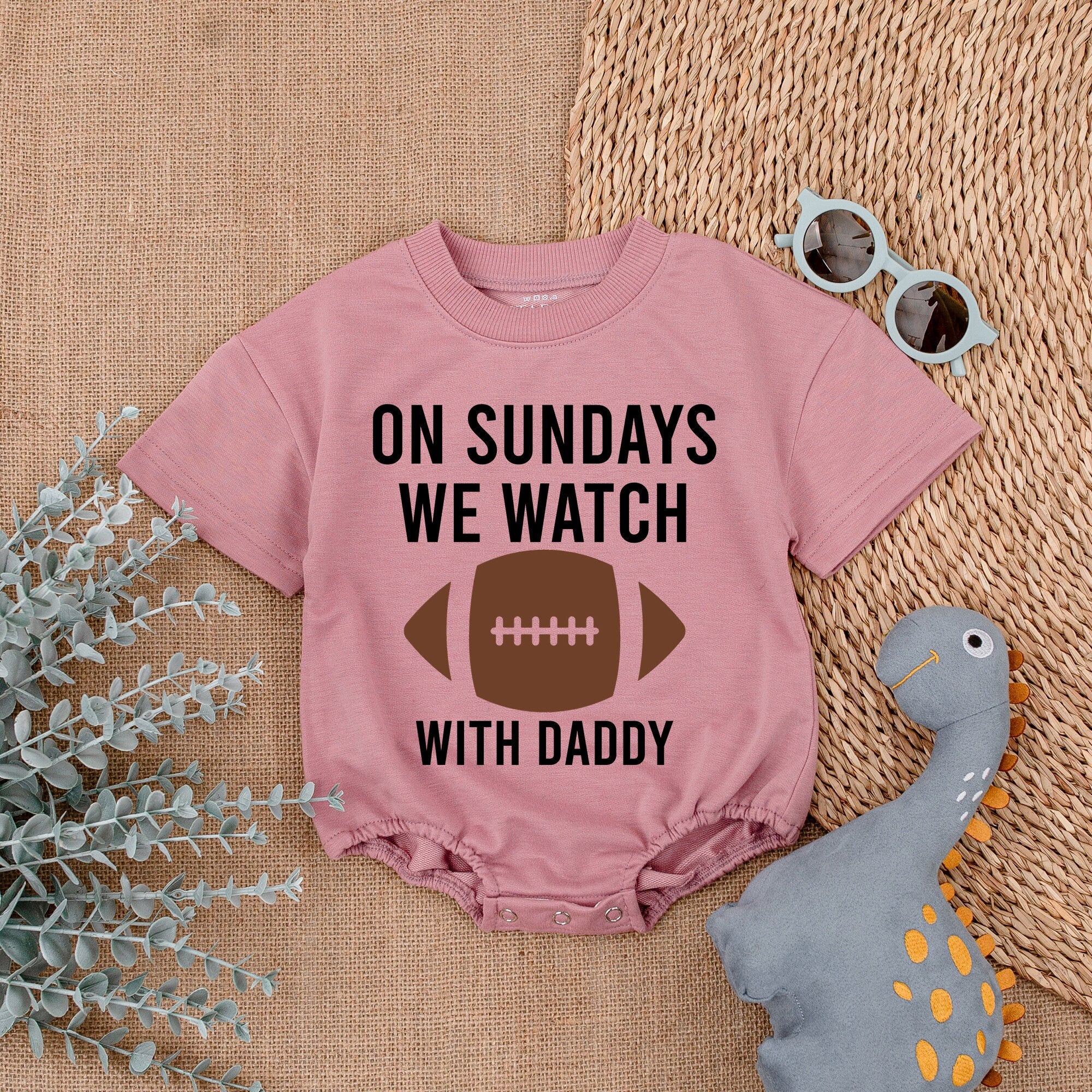 Football Baby Romper On Sundays We Watch with Daddy Cute Infant Sweatshirt Sports Theme Gift Soft Cotton Casual Outfit for Kids