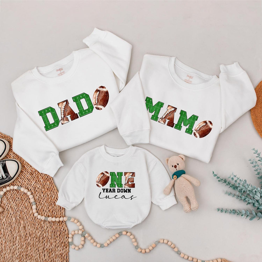 Football Birthday Family Sweatshirt for Boys and Girls Matching Dad Mom Sibling Outfits Soft Cotton First Birthday Party Gift Idea