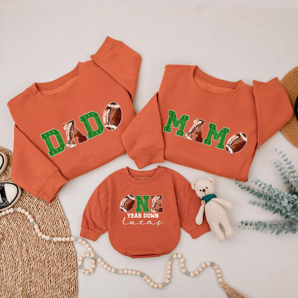 Football Birthday Family Sweatshirt for Boys and Girls Matching Dad Mom Sibling Outfits Soft Cotton First Birthday Party Gift Idea