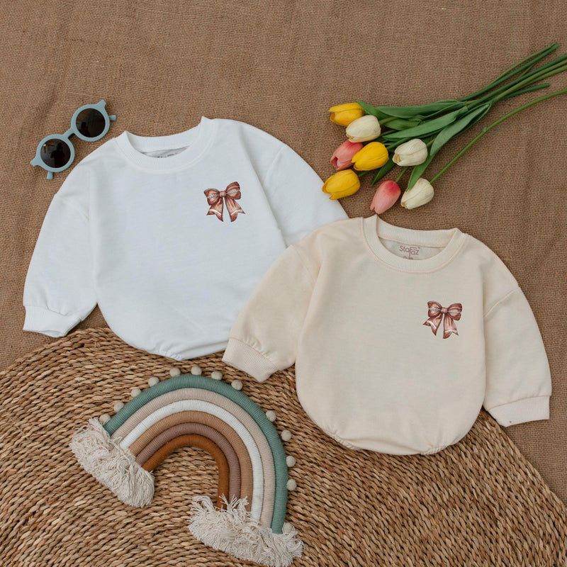 Football Game Day Baby Romper with Bow Adorable Sports Baby Bodysuit Brown Graphic Perfect for Football Season Baby Shower Gift