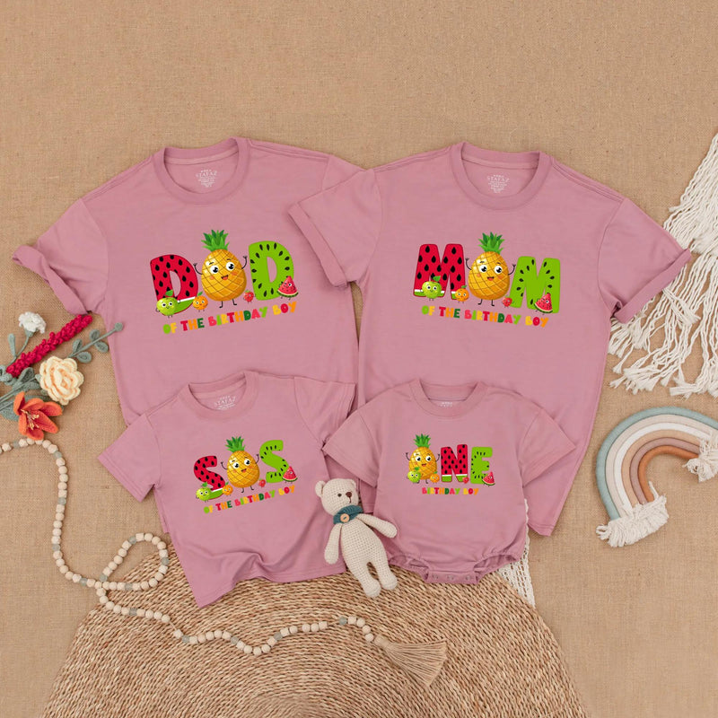 Fruit Birthday Family Matching Shirts with Pineapple Design Mom Dad of the Birthday Boy Outfits First Party Summer Theme Kids Tee
