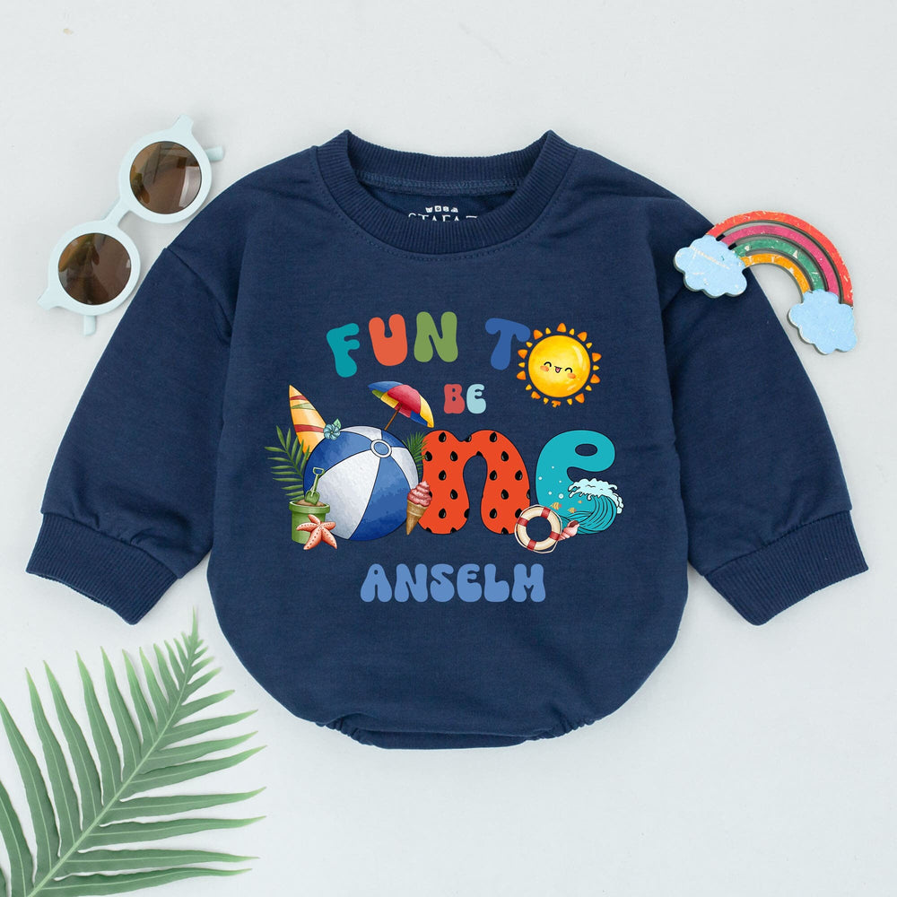Fun to Be One Beach-Themed First Birthday Baby Romper Personalized with Name Summer Party Outfit Comfortable Cotton Cake Smash Gift