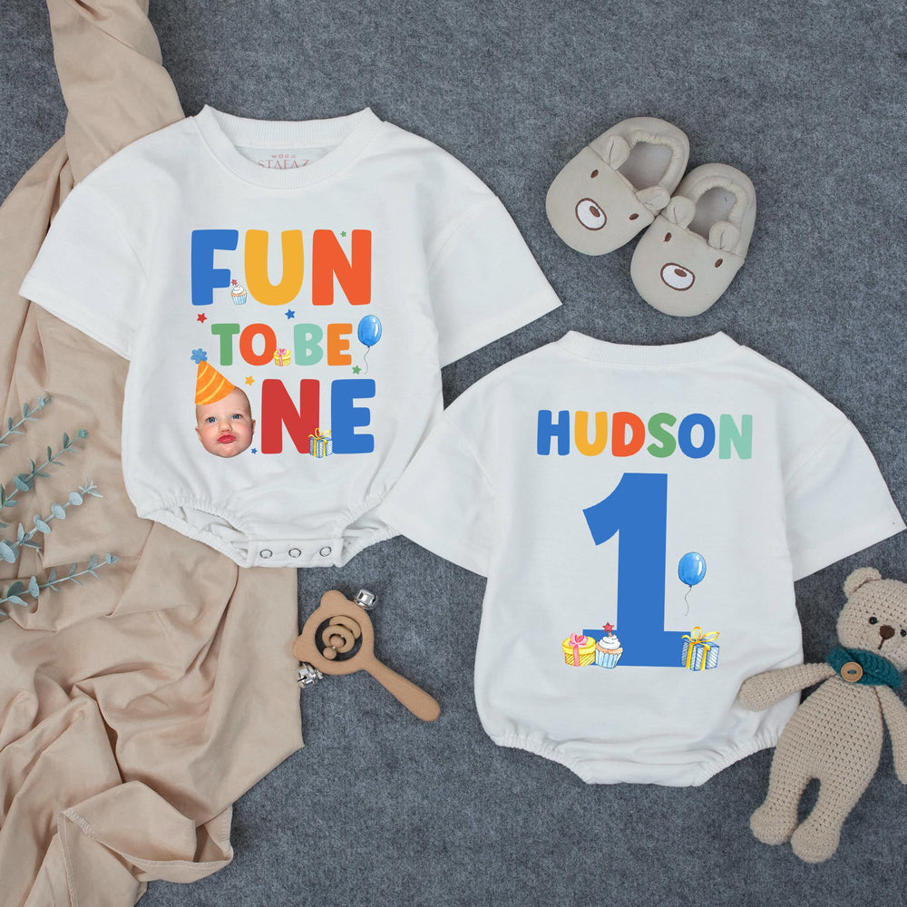 Fun to Be One Birthday Romper for Baby Boys Personalized 1st Birthday Outfit Photo Ready Cake Smash Cotton Comfortable Party Clothes