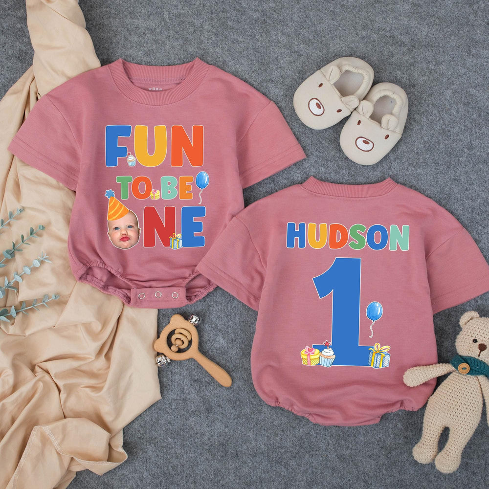 Fun to Be One Birthday Romper for Baby Boys Personalized 1st Birthday Outfit Photo Ready Cake Smash Cotton Comfortable Party Clothes