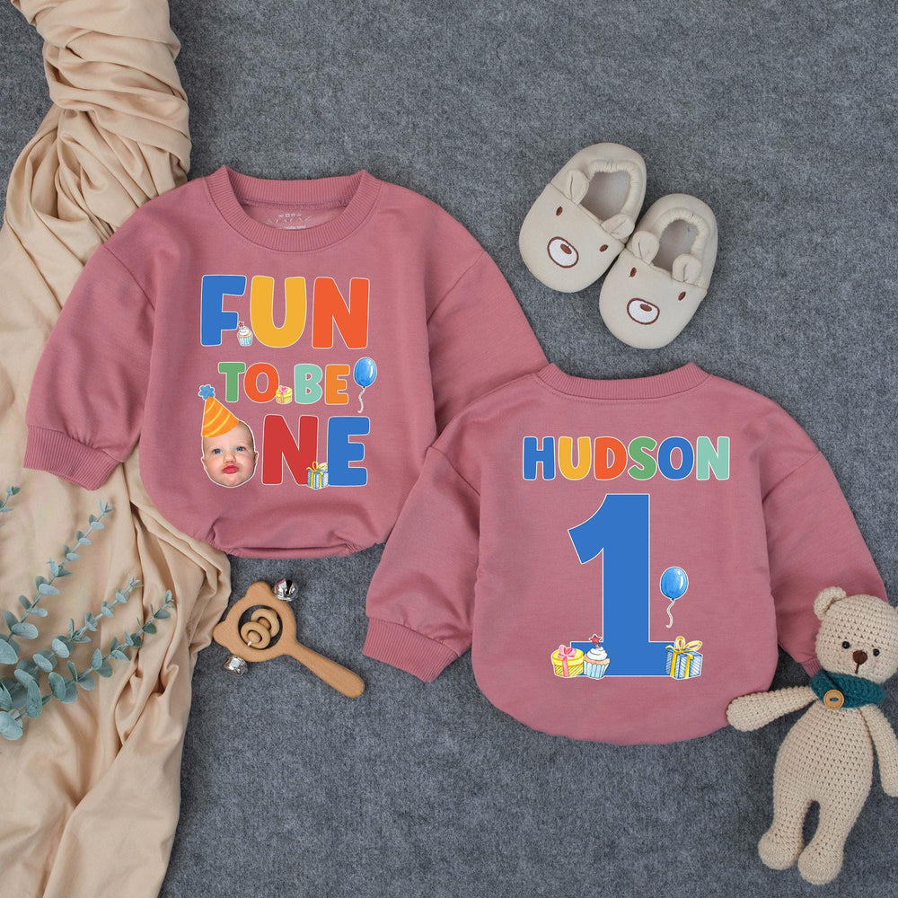 Fun to Be One Birthday Romper for Baby Boys Personalized 1st Birthday Outfit Photo Ready Cake Smash Cotton Comfortable Party Clothes