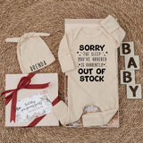 Funny Baby Bodysuit Custom Sleep Out of Stock Design Gender Neutral Newborn Outfit Soft Cotton Gift Idea for Baby Shower or Coming Home