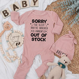 Funny Baby Bodysuit Custom Sleep Out of Stock Design Gender Neutral Newborn Outfit Soft Cotton Gift Idea for Baby Shower or Coming Home