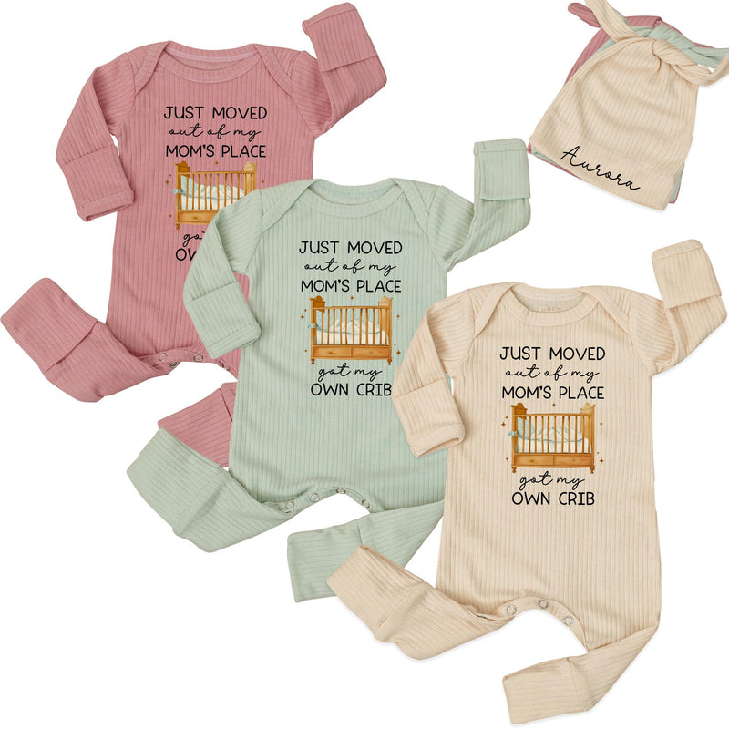 Funny Baby Bodysuit Just Moved Out of Mom’s Place Got My Own Crib Personalized Newborn Outfit Baby Shower Gift Soft Cotton Keepsake