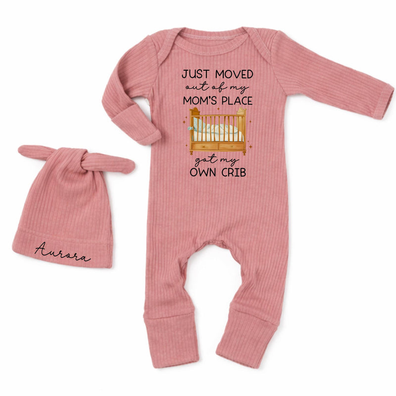 Funny Baby Bodysuit Just Moved Out of Mom’s Place Got My Own Crib Personalized Newborn Outfit Baby Shower Gift Soft Cotton Keepsake