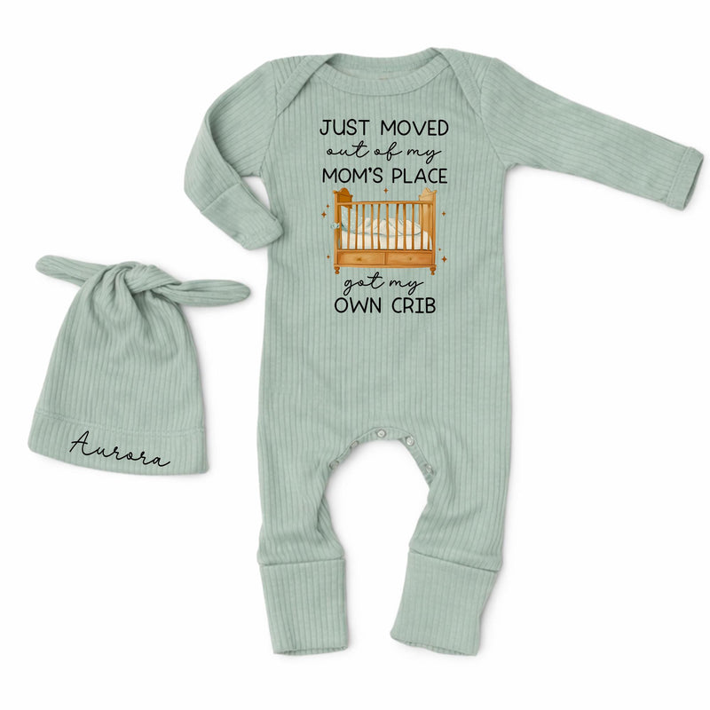 Funny Baby Bodysuit Just Moved Out of Mom’s Place Got My Own Crib Personalized Newborn Outfit Baby Shower Gift Soft Cotton Keepsake