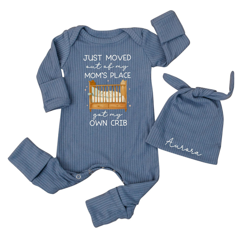 Funny Baby Bodysuit Just Moved Out of Mom’s Place Got My Own Crib Personalized Newborn Outfit Baby Shower Gift Soft Cotton Keepsake