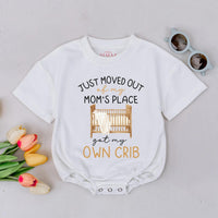 Funny Baby Coming Home Outfit Neutral Newborn Bodysuit with Minimalist Crib Design Perfect for Baby Shower Gift or Hospital Outfit