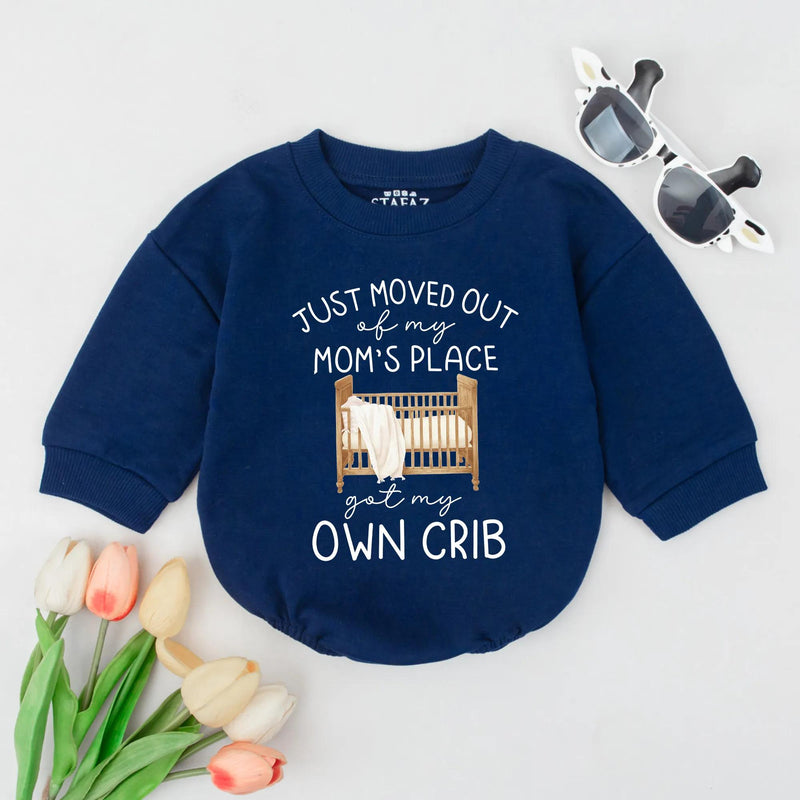 Funny Baby Coming Home Outfit Neutral Newborn Bodysuit with Minimalist Crib Design Perfect for Baby Shower Gift or Hospital Outfit
