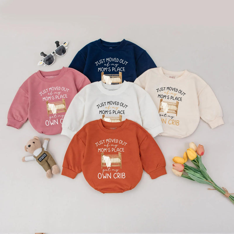 Funny Baby Coming Home Outfit Neutral Newborn Bodysuit with Minimalist Crib Design Perfect for Baby Shower Gift or Hospital Outfit