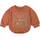 Funny Baby Romper with 'I Can't F***ing Read' Quote, Long Sleeve Sweatshirt Style, Soft Cotton, Perfect for Gag Gifts, 0-24 Months