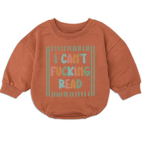 Funny Baby Romper with 'I Can't F***ing Read' Quote, Long Sleeve Sweatshirt Style, Soft Cotton, Perfect for Gag Gifts, 0-24 Months