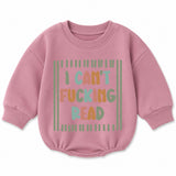 Funny Baby Romper with 'I Can't F***ing Read' Quote, Long Sleeve Sweatshirt Style, Soft Cotton, Perfect for Gag Gifts, 0-24 Months