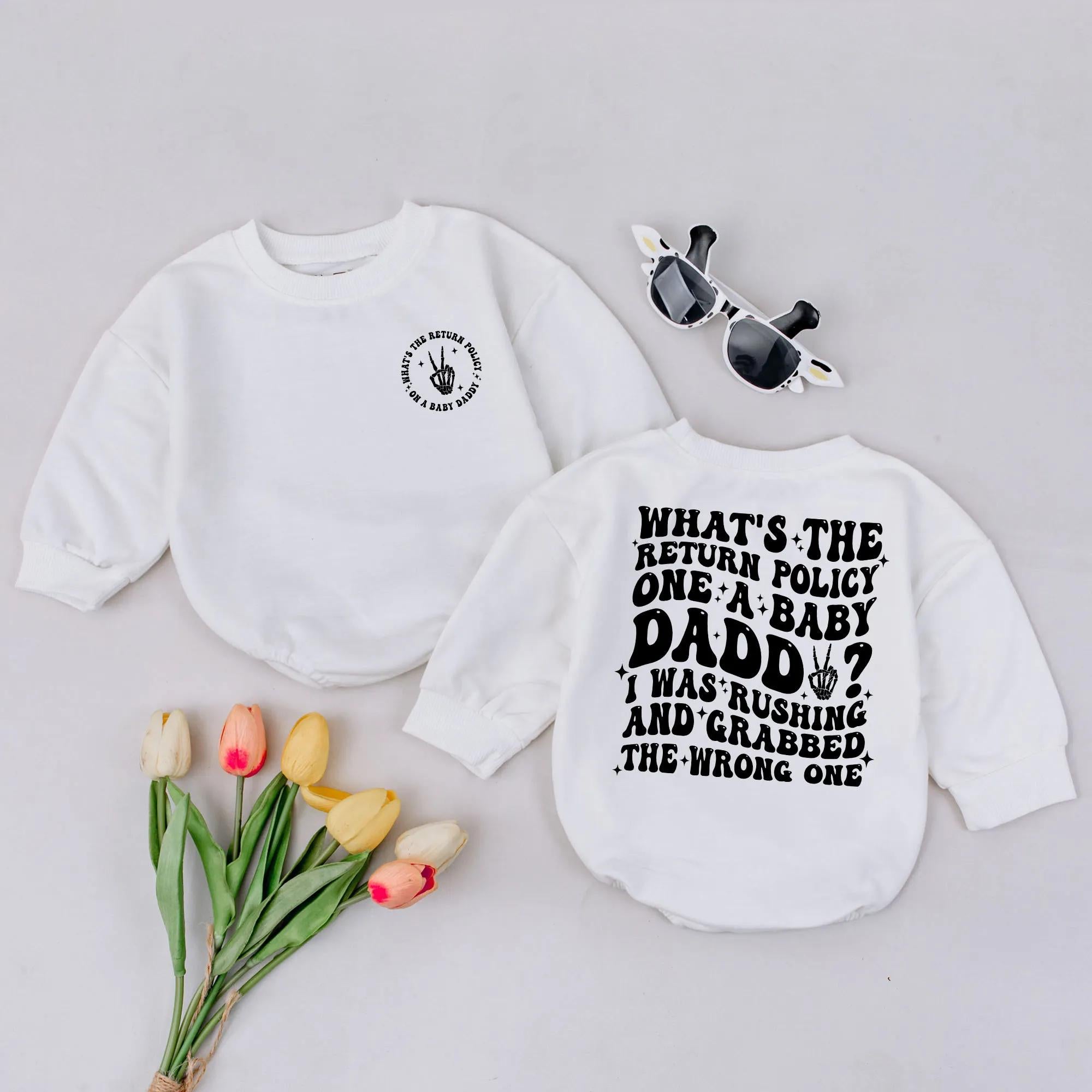 Funny Baby Romper with Quirky Daddy Joke Black Text Summer Infant Bodysuit Light Background Hilarious Gift for Father's Day or Birthday