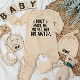 Funny Big Sister Baby Bodysuit Playful Text Outfit Custom Infant Romper Black Whimsical Font Newborn Gift Soft Cotton Comfortable Wear