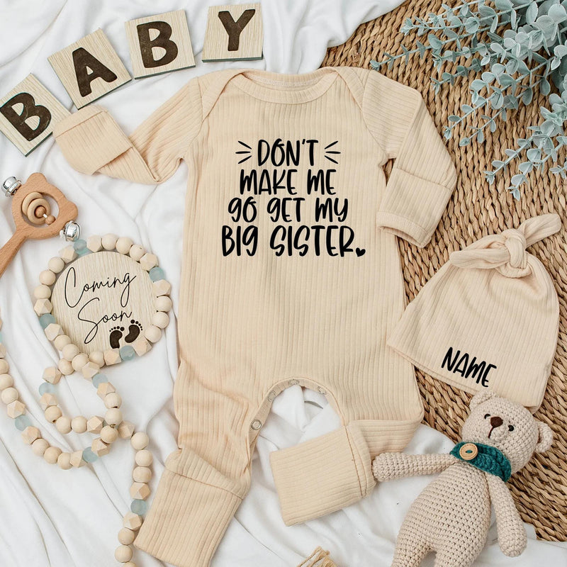 Funny Big Sister Baby Bodysuit Playful Text Outfit Custom Infant Romper Black Whimsical Font Newborn Gift Soft Cotton Comfortable Wear