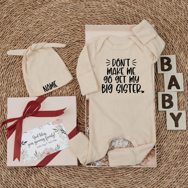 Funny Big Sister Baby Bodysuit Playful Text Outfit Custom Infant Romper Black Whimsical Font Newborn Gift Soft Cotton Comfortable Wear