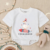 Funny Firequacker Baby Romper for Fourth of July, Patriotic Duck Outfit, Independence Day Infant Clothes, Soft Cotton Baby Gift