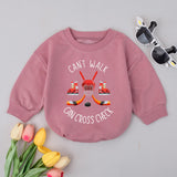 Funny Hockey Baby Bodysuit Can’t Walk Can Cross Check Red Helmet Design Gift for Newborns Sports Outfit for Boys or Girls Soft Cotton