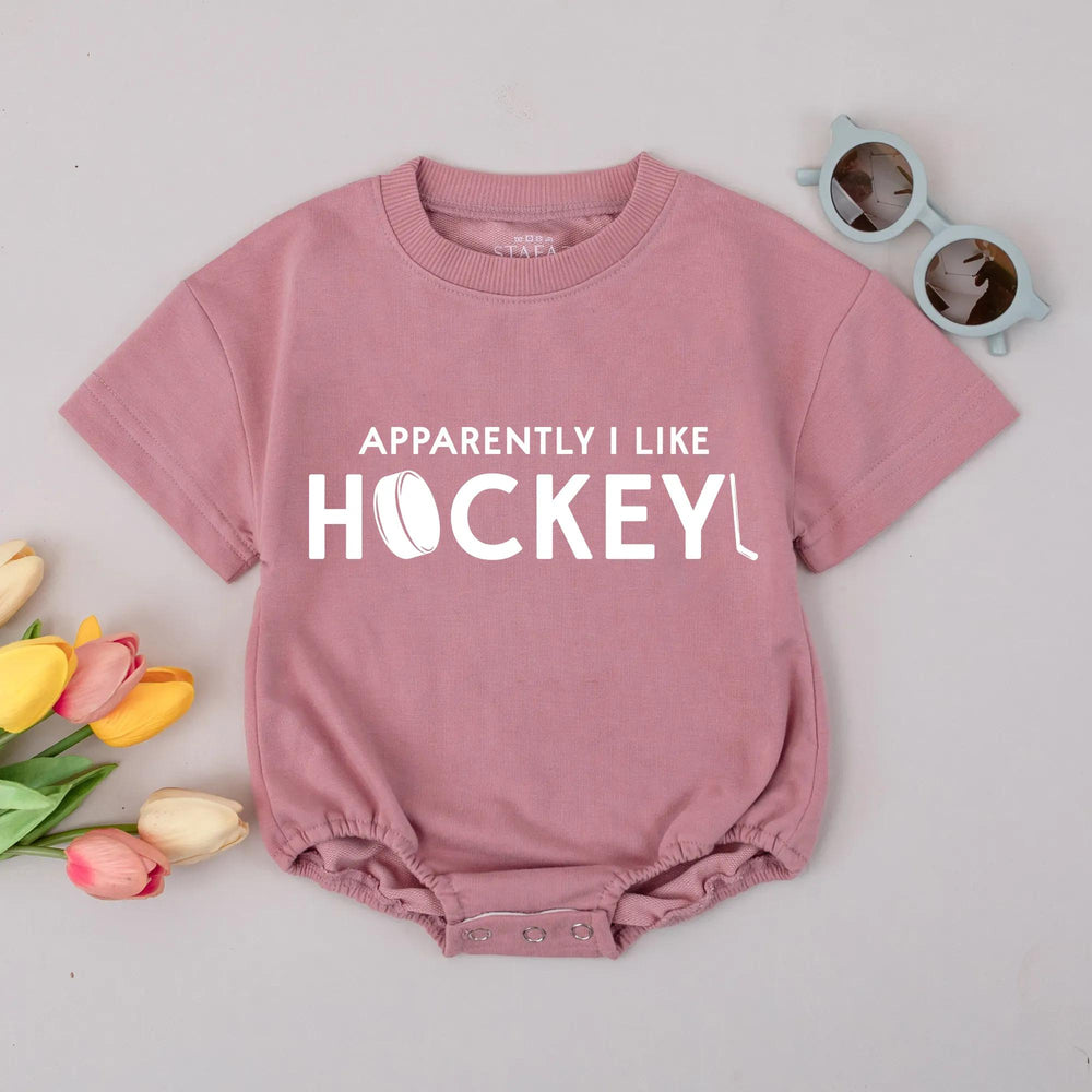 Funny Hockey Baby Romper with Green Puck and Stick Design Soft Cotton Outfit for Sports-Loving Families Baby Shower Gift or Birthday
