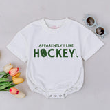 Funny Hockey Baby Romper with Green Puck and Stick Design Soft Cotton Outfit for Sports-Loving Families Baby Shower Gift or Birthday
