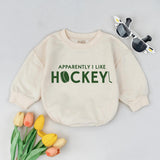 Funny Hockey Baby Romper with Green Puck and Stick Design Soft Cotton Outfit for Sports-Loving Families Baby Shower Gift or Birthday