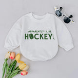 Funny Hockey Baby Romper with Green Puck and Stick Design Soft Cotton Outfit for Sports-Loving Families Baby Shower Gift or Birthday