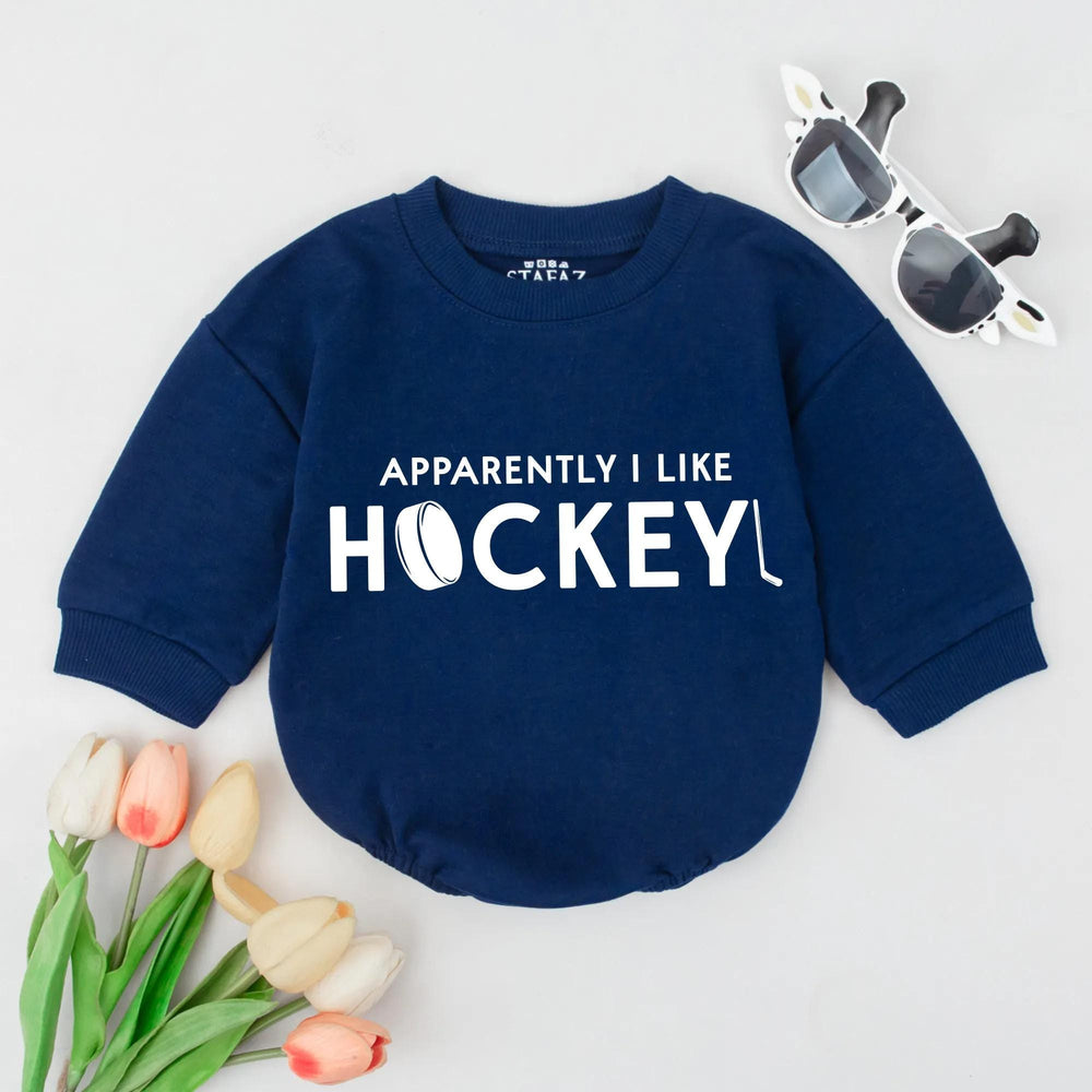 Funny Hockey Baby Romper with Green Puck and Stick Design Soft Cotton Outfit for Sports-Loving Families Baby Shower Gift or Birthday