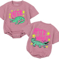 Funny Later Gator Baby Romper with Pink Bow Crocodile Design, Comfortable Cotton Infant Bodysuit Toddler Girl Outfit Fun Birthday Gift