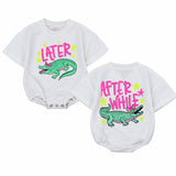 Funny Later Gator Baby Romper with Pink Bow Crocodile Design, Comfortable Cotton Infant Bodysuit Toddler Girl Outfit Fun Birthday Gift