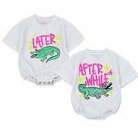 Funny Later Gator Baby Romper with Pink Bow Crocodile Design, Comfortable Cotton Infant Bodysuit Toddler Girl Outfit Fun Birthday Gift