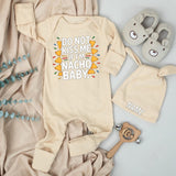 Funny Personalized Baby Bodysuit Set Do Not Kiss Me If I’m Nacho Baby Newborn Outfit with Hat Cute Shower Gift Infant Clothing