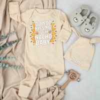 Funny Personalized Baby Bodysuit Set Do Not Kiss Me If I’m Nacho Baby Newborn Outfit with Hat Cute Shower Gift Infant Clothing