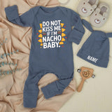 Funny Personalized Baby Bodysuit Set Do Not Kiss Me If I’m Nacho Baby Newborn Outfit with Hat Cute Shower Gift Infant Clothing