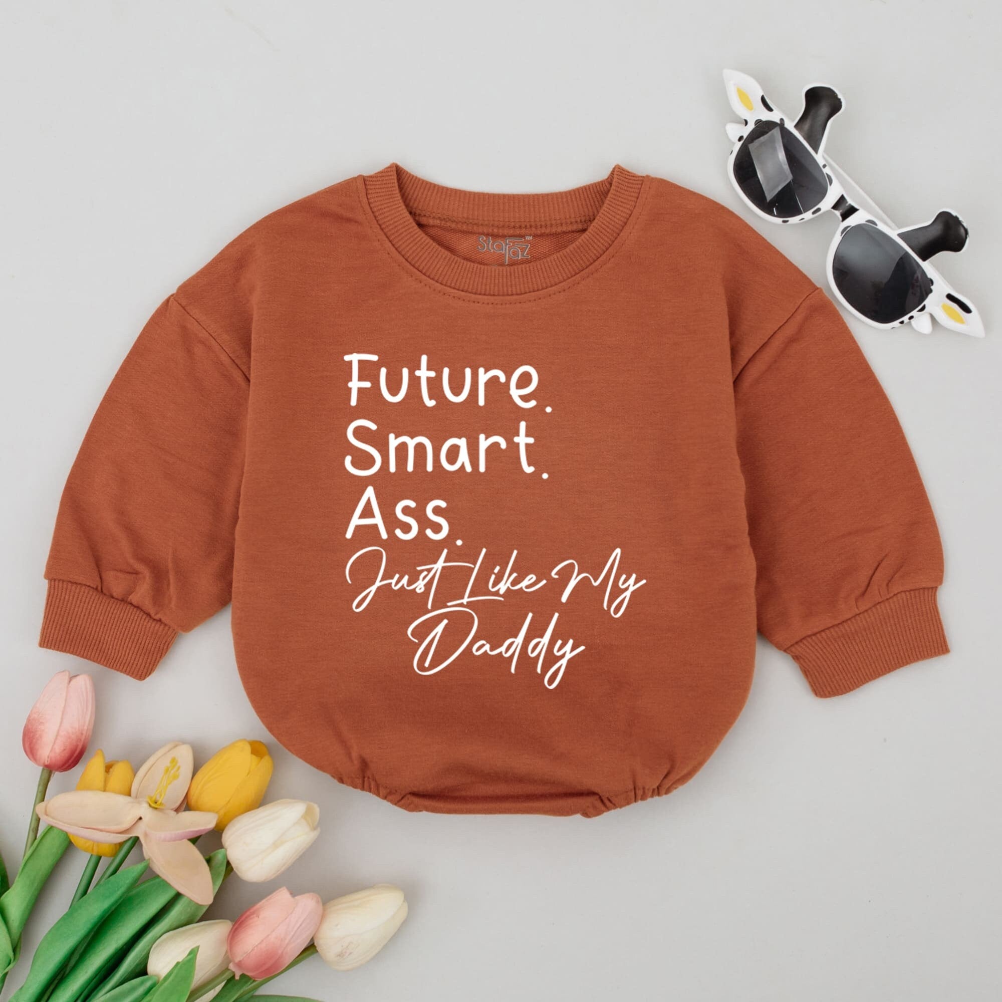 Future Smart Ass Just Like My Daddy Baby Romper Funny Bodysuit Mauve Cotton New Dad Baby Shower Father's Day Boy Girl Clothes