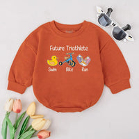 Future Triathlete Baby Romper Cute Swim Bike Run Outfit for Infant or Toddler Sporty Baby Shower Gift Soft Comfortable Cotton Design