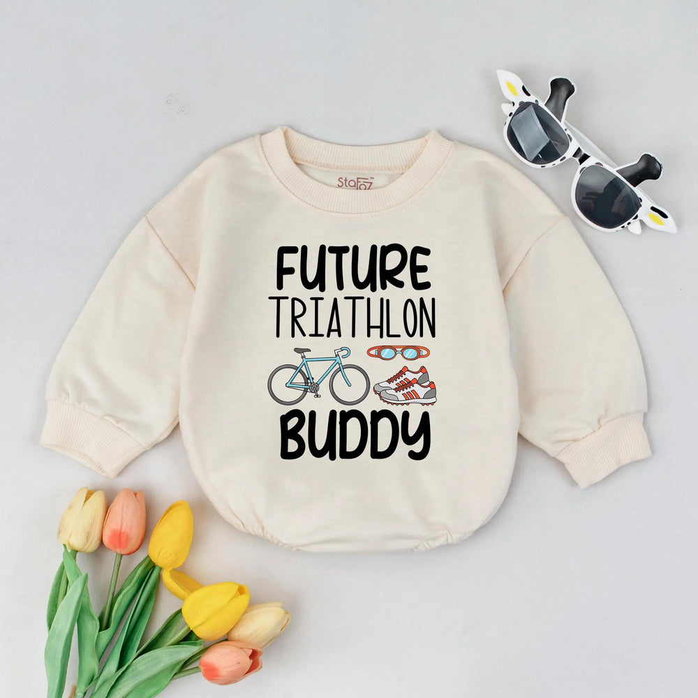Future Triathlon Buddy Baby Romper Swim Bike Run Bodysuit Cute Sport Gift Newborn Outfit Pregnancy Announcement Soft Cotton Clothes