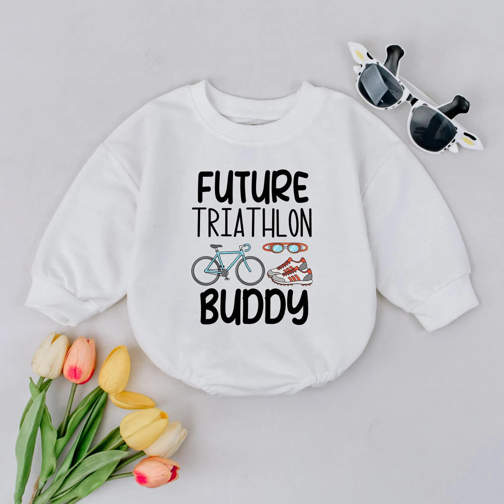 Future Triathlon Buddy Baby Romper Swim Bike Run Bodysuit Cute Sport Gift Newborn Outfit Pregnancy Announcement Soft Cotton Clothes