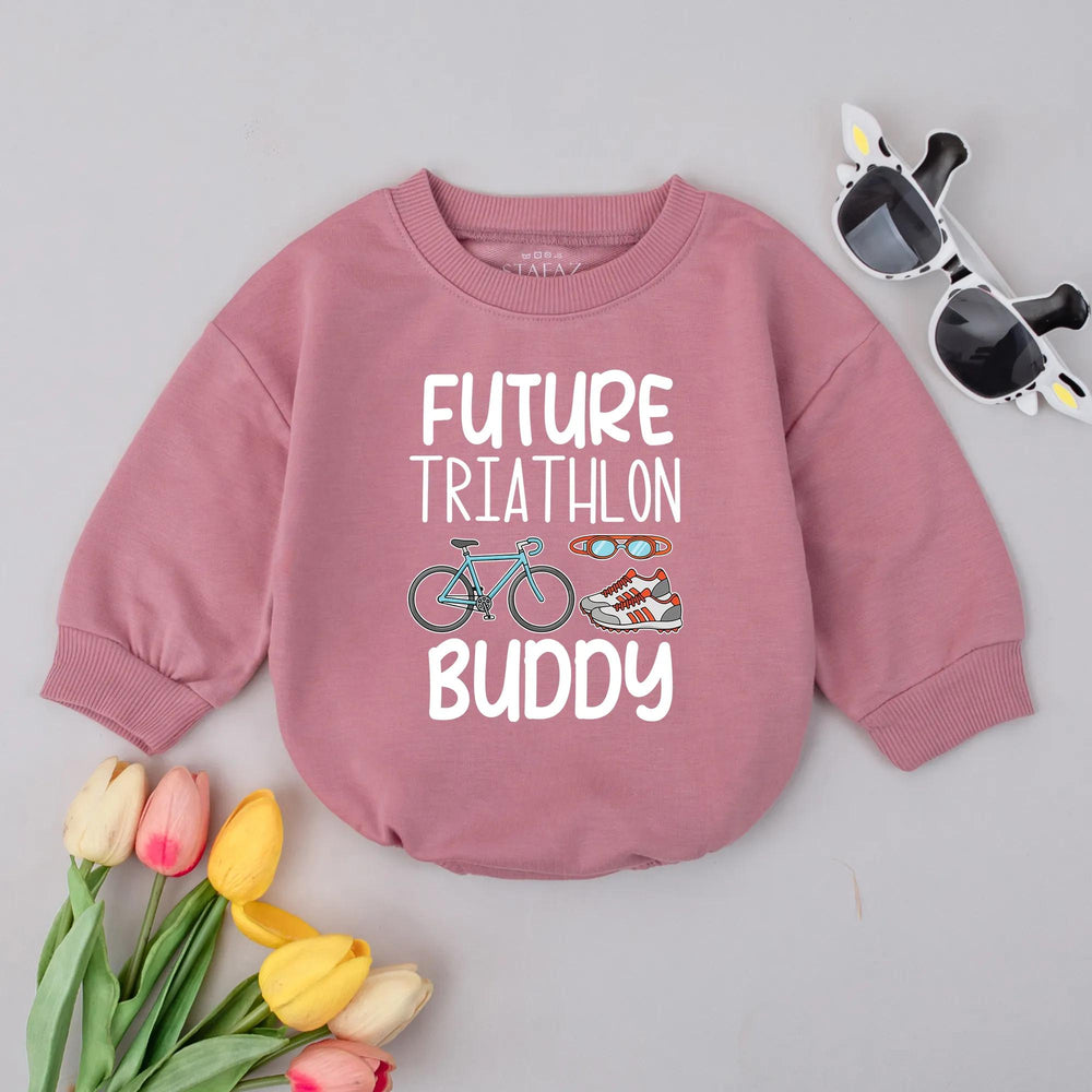 Future Triathlon Buddy Baby Romper Swim Bike Run Bodysuit Cute Sport Gift Newborn Outfit Pregnancy Announcement Soft Cotton Clothes