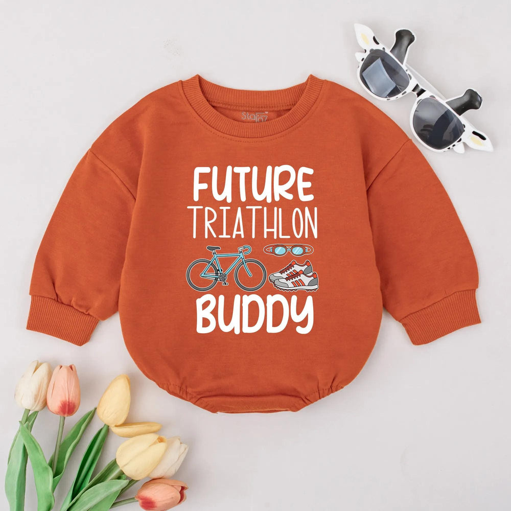 Future Triathlon Buddy Baby Romper Swim Bike Run Bodysuit Cute Sport Gift Newborn Outfit Pregnancy Announcement Soft Cotton Clothes