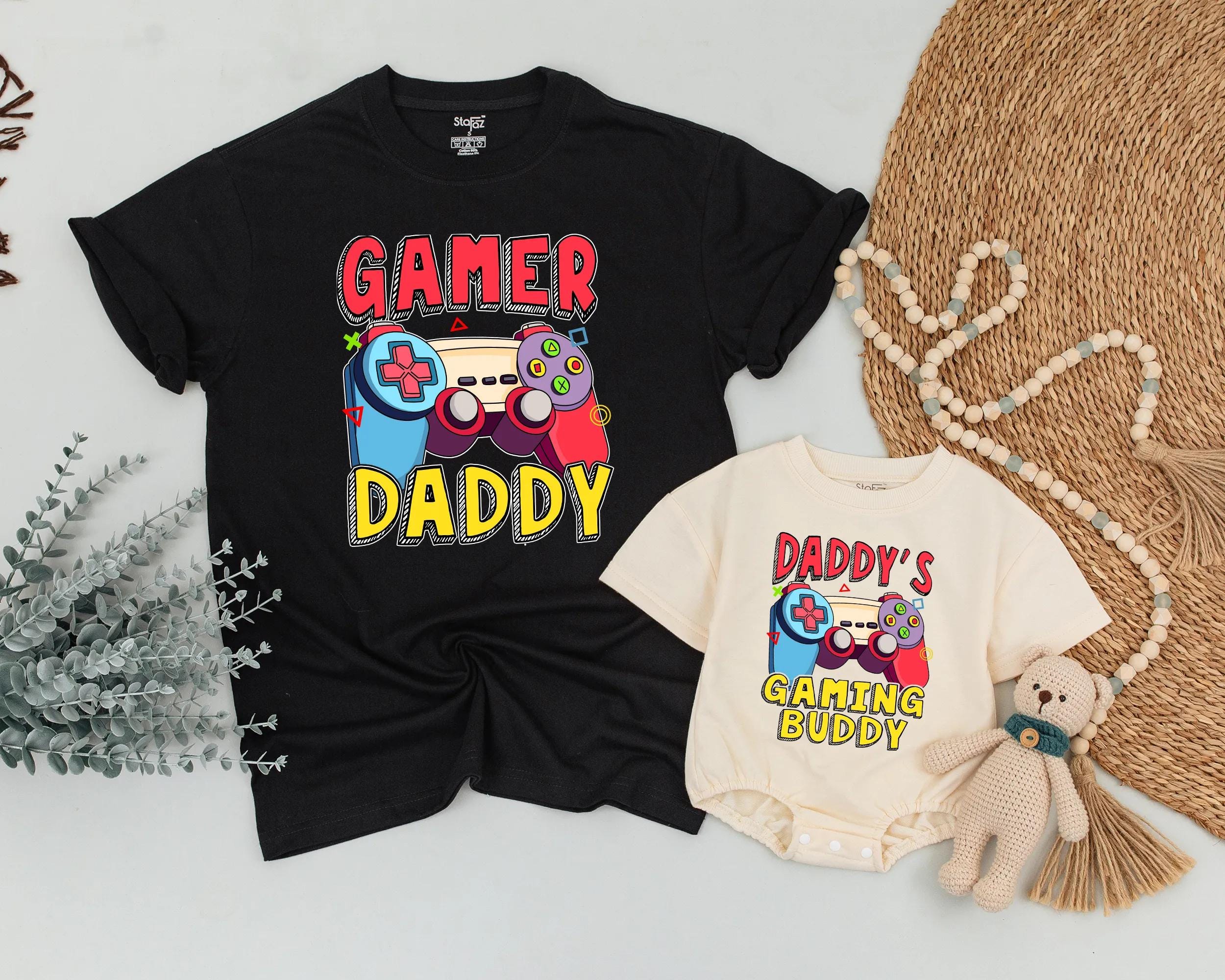Gamer Daddy and Baby Matching Shirt Set Fun Video Game Controller Design Personalized Father Son Gift